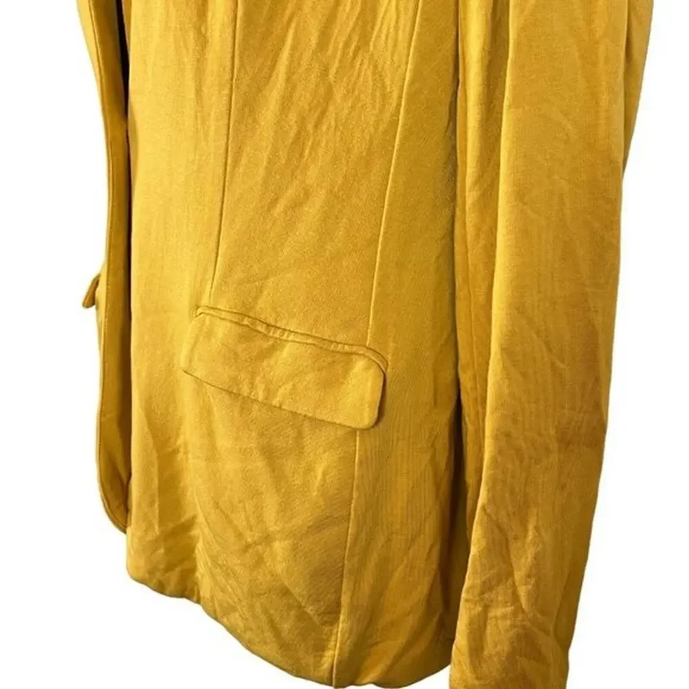Magaschoni Womens Mustard Preppy Stretch Knit Suit Jacket Blazer Career Small